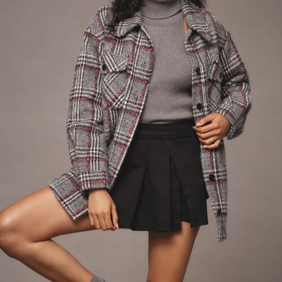 Greylin By Anthropologie plaid, fuzzy knit, Shacket - Picture 1 of 14